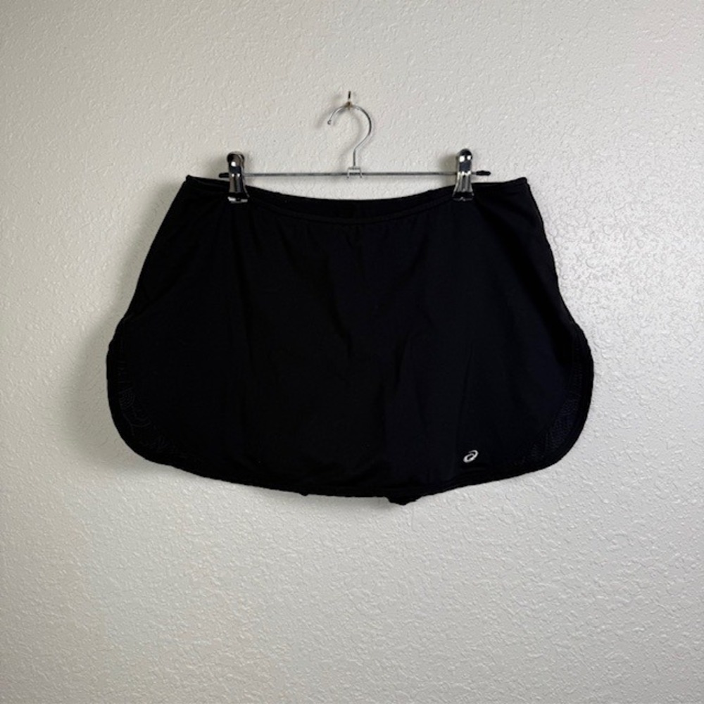 Asics Court Skort‎ Mesh Split Sides Back Zipper Pocket Black Medium